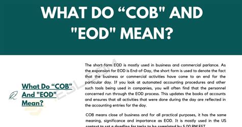 COB and EOD: What Each Means & How to Use Them Correctly .
